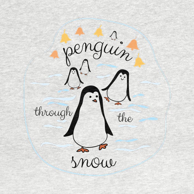 Penguin Through the Snow, Jingle Bells, for light backgrounds by Markadesign